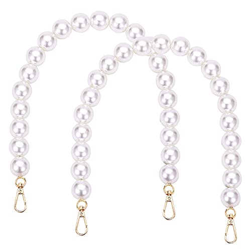 HAOBIN Perle Griff Kette Taschenkette Perle Korn Kettenriemen Taschenhenkel Kette Tasche Griff Ersatz TascheKette Dekoration Kette Schultergurtkette Ersatz Damentaschenkette (Weiß, 40 cm+40 cm) von HAOBIN