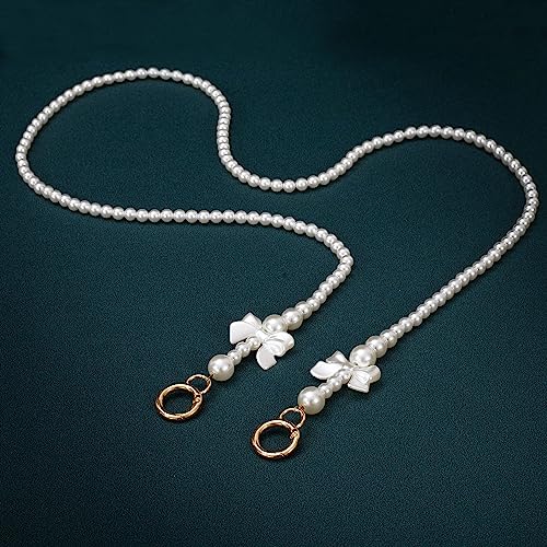 HAOBIN Perle Griff Kette Taschenkette Perle Korn Kettenriemen Taschenhenkel Kette Tasche Griff Ersatz TascheKette Dekoration Kette Schultergurtkette Ersatz Damentaschenkette (Weiß A, 100cm) von HAOBIN