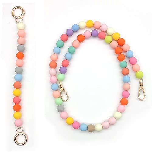 HAOBIN Perle Griff Kette Taschenkette Perle Korn Kettenriemen Taschenhenkel Kette Tasche Griff Ersatz TascheKette Dekoration Kette Schultergurtkette Ersatz Damentaschenkette (farbig, 25 cm+80 cm) von HAOBIN