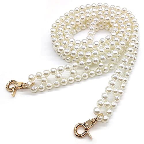 HAOBIN Perle Griff Kette Taschenkette Perle Korn Kettenriemen Taschenhenkel Kette Tasche Griff Ersatz TascheKette Dekoration Schultergurtkette Ersatz Damentaschenkette (Weiß, 100 cm) von HAOBIN