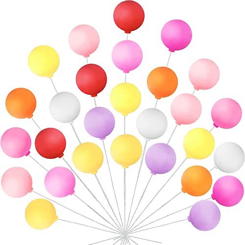 HAOBIN Kuchen Topper 32 Stk Luftballons Kugeln Tortenaufsatz Cupcake Topper Ball Kuchendeckel Diy Kuchen Dekor Valentinstag Geburtstag Hochzeit Zubehör Dekor (Bunt) von HAOBIN