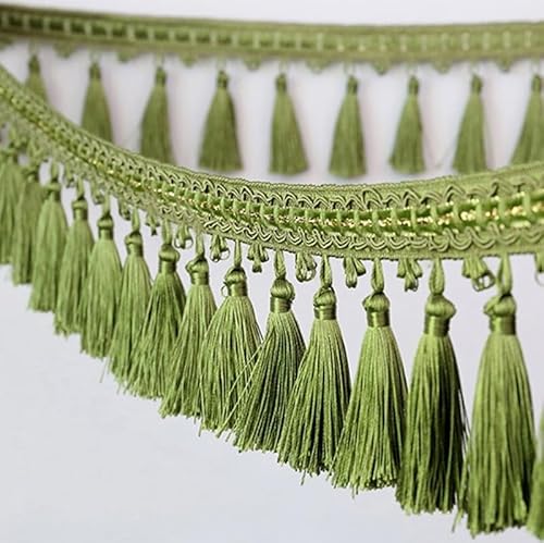 1 Stück 1 Meter dekorative Quastenfransenborte – elegantes Spitzenband for Nähen, for Vorhänge, Tischdecken und Heimdekoration(Grün) von HAOJZE