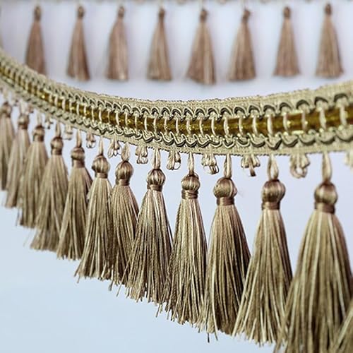 1 Stück 1 Meter dekorative Quastenfransenborte – elegantes Spitzenband for Nähen, for Vorhänge, Tischdecken und Heimdekoration(Khaki) von HAOJZE