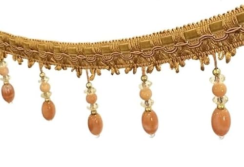 1 Stück 12 Yards Perlenfransen Quaste Spitzenbesatz for DIY Sofa und Hochzeitsvorhang Dekoration(Oranje) von HAOJZE