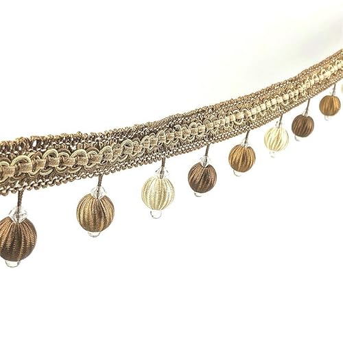 1 Stück 12 Yards elegante Perlenkugel-Quastenborte – dekorative Fransen for Sofa, Tischdecke, Lampenschirme und Kunsthandwerk(Light brown.,12 yards) von HAOJZE