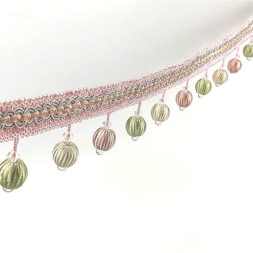 1 Stück 12 Yards elegante Perlenkugel-Quastenborte – dekorative Fransen for Sofa, Tischdecke, Lampenschirme und Kunsthandwerk(Pink,12 yards) von HAOJZE