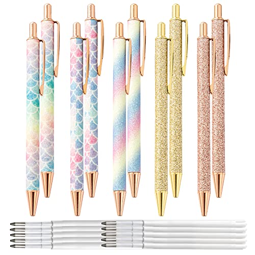 20-teiliges Metall-Glitter-Kugelschreiber-Set, 10 1,0-mm-Klick-Einzugskugelschreiber mit 10 austauschbaren Nachfüllminen, schwarze Tinte, Bling-Körpergeschenkstifte für Männer und Frauen, Studenten 20-teiliges Metall-Glitter-Kugelschreiber-Set, 10 1,0-mm-Klick-Einzugskugelschreiber mit 10 austauschbaren Nachfüllminen, schwarze Tinte, Bling-Körpergeschenkstifte für Männer und Frauen, Studenten von HAOTIAN-X