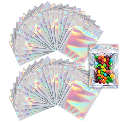 250 Stück Mylar-Druckverschlussbeutel, wiederverschließbare, geruchssichere Beutel, holografische Folien-Flachverpackungsbeutel für die Aufbewahrung von Lebensmitteln, Süßigkeiten, Kekse, Schokolade 250 Stück Mylar-Druckverschlussbeutel, wiederverschließbare, geruchssichere Beutel, holografische Folien-Flachverpackungsbeutel für die Aufbewahrung von Lebensmitteln, Süßigkeiten, Kekse, Schokolade von HAOTIAN-X