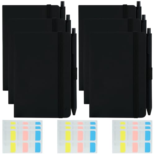 6 Stück A6 Taschen-Notizbücher, kleines Hardcover-Notizbuch, 6 Mini-Journal-Notizbuch mit 6 Stiften und 10 Haftnotizen, A6 liniertes Journal-Notizbuch-Notizblöcke 160 Seiten für Büro, Haus, (Schwarz) 6 Stück A6 Taschen-Notizbücher, kleines Hardcover-Notizbuch, 6 Mini-Journal-Notizbuch mit 6 Stiften und 10 Haftnotizen, A6 liniertes Journal-Notizbuch-Notizblöcke 160 Seiten für Büro, Haus, (Schwarz) von HAOTIAN-X