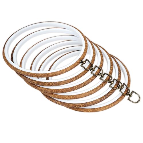 6 Stück Stickerei Hoop Frame, imitiert Holz Stickerei Display Frame Kreis, Kreuzstich Hoop Ring, Runde Stickerei Hoops für Kunst Handwerk Nähen und hängenden Ornamenten (20cm) von HAOTIAN-X