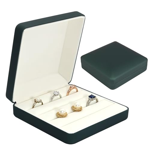 Schmuck Ring Organizer Box, kleine Schmuckschatulle, Reiseschmuckkoffer, tragbare Ringaufbewahrungsvitrine, PU Leder Ringe Tablett Halter für Frauen, Mann, Mädchen, Ohrring, Manschettenknopf (Grün) Schmuck Ring Organizer Box, kleine Schmuckschatulle, Reiseschmuckkoffer, tragbare Ringaufbewahrungsvitrine, PU Leder Ringe Tablett Halter für Frauen, Mann, Mädchen, Ohrring, Manschettenknopf (Grün) von HAOTIAN-X