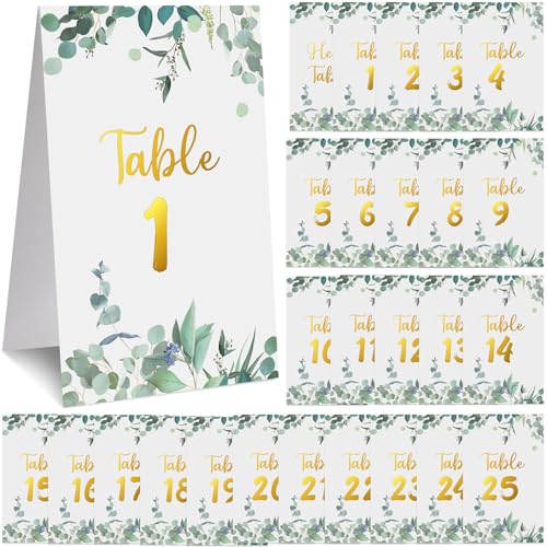 HAOWANWW 25 Stück Klappbare Tischkarten Zahlen 1-25 mit Kopf - Doppelseitige Tischnummern aus Karton für Hochzeit, Geburtstag, Event-Tischdekoration, Festliche Sitzkarten von HAOWANWW