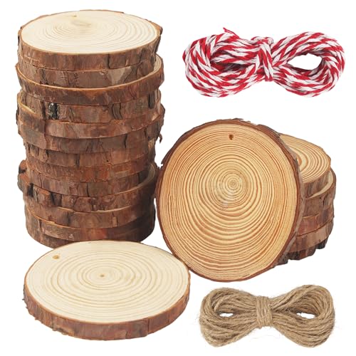Holzscheiben 9-10 cm,20 Stück Rund Holzscheiben zum Basteln mit zwei Baumwollschnüren,Holzscheibe aus Holz mit Löchern,Baumscheiben Unvollendete,für DIY,Basteln,Hochzeiten,Feiertagsdekorationen Holzscheiben 9-10 cm,20 Stück Rund Holzscheiben zum Basteln mit zwei Baumwollschnüren,Holzscheibe aus Holz mit Löchern,Baumscheiben Unvollendete,für DIY,Basteln,Hochzeiten,Feiertagsdekorationen von HAOYULUO