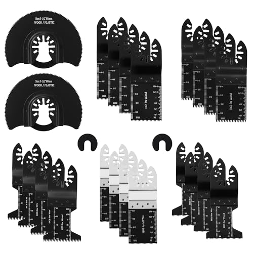 Multitool Sägeblätter,Oszillierende Sägeblätter Set,Holz Kunststoff Metall Mehrfachwerkzeug Zubehör Set für Bosch,Fein,Milwaukee,Worx, Fein Multimaster, Black&Decker,Dremel usw (24) von HAOYULUO