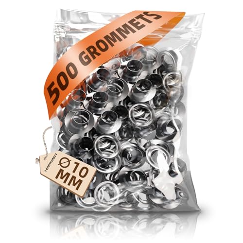 HAPDEN Ösen Set 10mm - [500 Stück] Passend für die HAPDEN Ösenzange - Ösen [Innen-Ø 10mm] ideal für Planen von HAPDEN