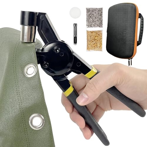 HAPDEN Ösenzange Set, mit Zangenpackung und 200 Ösen 10mm, Manuell Ösenzange für Planen, Stoffe, Markisen, Sonnensegel und Kunstleder usw. Ösenstanze für Planenösen und Metallösen von HAPDEN