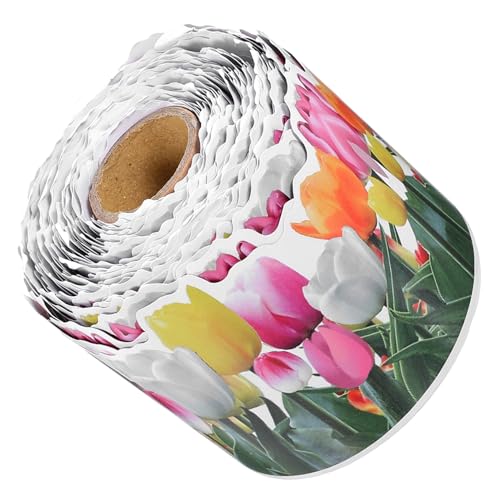 HAPINARY 1 Rolle Tulpenaufkleber, Blumenaufkleber, Randstreifen, Randaufkleber, Schuldekorationsränder, Abnehmbares Randpapier, Austauschbares Randpapier, Blumenaufkleber von HAPINARY