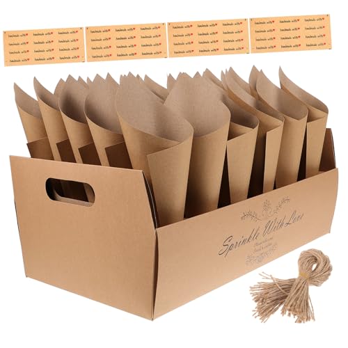 HAPINARY 1 Satz Hochzeits-Konfetti-Kegelhalter-Box Kegel aus Blumenpapier hohle Konfettihalter Pommes frittes kleine Straußkegel Halter für Konfettikegel konisch Tablett von HAPINARY