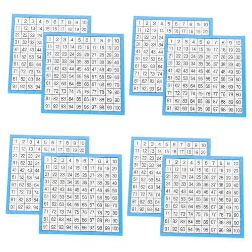 HAPINARY 10 Blatt Zahlencharts für Mathematik Hochwertige Laminierte Hundert Tafeln für Klassenzimmer und Homeschooling von HAPINARY