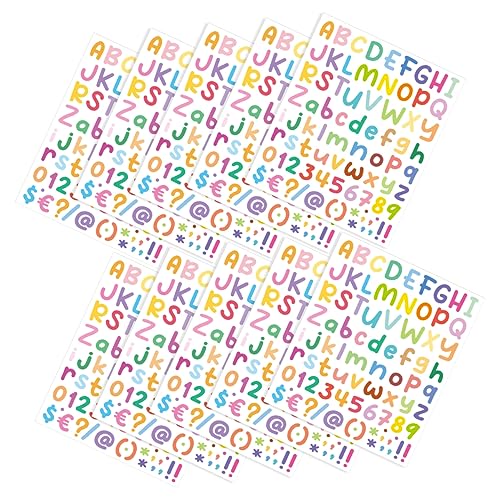 HAPINARY 10 Bögen Alphabet Aufkleber, Kleine Zahlenaufkleber, Farbige Buchstabenaufkleber, Alphabet Aufkleber, Buchstabenaufkleber Für Scrapbooking, Aufkleberbuchstaben Zum Basteln, Vinyl von HAPINARY