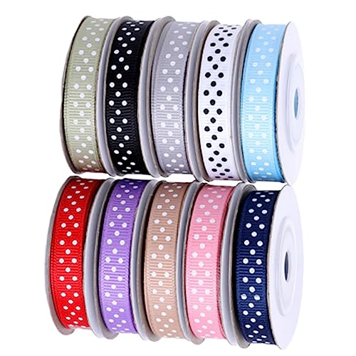 HAPINARY 10 Rollen Dotted Pattern Ribbed Ribbon Yards Mischfarben für Bastelarbeiten Geschenkverpackung und Partydekoration für DIY Projekte und Schleifen HAPINARY 10 Rollen Dotted Pattern Ribbed Ribbon Yards Mischfarben für Bastelarbeiten Geschenkverpackung und Partydekoration für DIY Projekte und Schleifen von HAPINARY