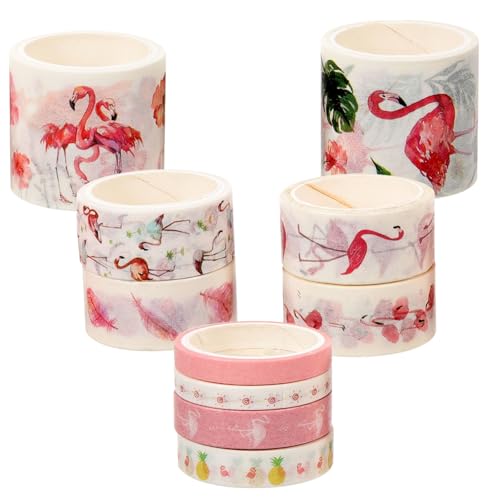 HAPINARY 10 Rollen Flamingo Washi Tape Kawaii Scrapbook Klebeband Vintage Dekoratives Masking Tape Leicht Abziehbar Für DIY Bastelarbeiten Geschenkverpackung Journaling HAPINARY 10 Rollen Flamingo Washi Tape Kawaii Scrapbook Klebeband Vintage Dekoratives Masking Tape Leicht Abziehbar Für DIY Bastelarbeiten Geschenkverpackung Journaling von HAPINARY