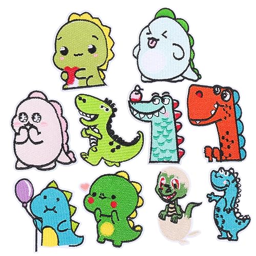 HAPINARY 10 Stück Dinosaurier Patch, DIY Kleidungsaufkleber, Cartoon Dinosaurier Förmige Patches, Aufnäher, Aufkleber Patches Für Rucksäcke, Stickpatches, Aufbügler Für Kleidung, Taschen von HAPINARY