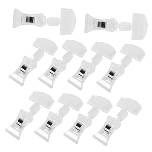 HAPINARY 10 Stück Etikettenhalter, Transparenter Schilderhalter, Multifunktionale Schilderhalter, Doppelkopf Clips, Schilderanzeige Clips, Schilderhalterständer, Drehbare Warenclips, von HAPINARY