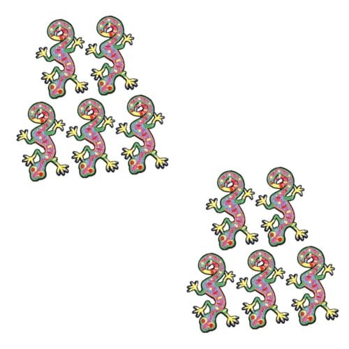 HAPINARY 10 Stück Gecko Stickerei Aufnäher Zum Aufnähen, DIY Aufnäher, Kleidungsreparatur Aufnäher, Cartoon Nähapplikation, Cartoon Kleidungsapplikation, Stickerei Kleidungsaufnäher, von HAPINARY
