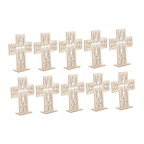 HAPINARY 10 Stück Holzkreuz Ornamente Holzkreuz Schmückkreuz Holzornament Haushaltskreuz DIY Holzmaterial Dekoratives Holzkreuz Desktop Kreuz Schreibtischkreuz Holzkreuz Holzhandwerk von HAPINARY