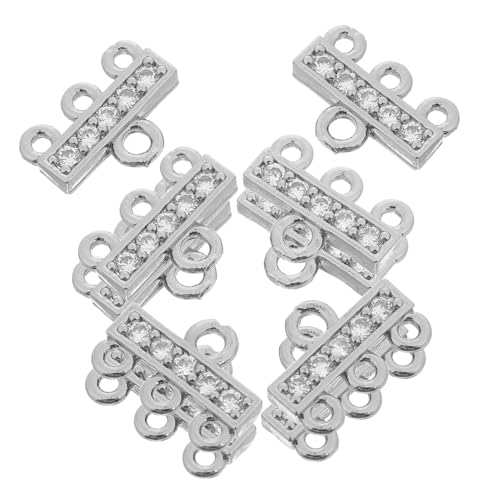 HAPINARY 10 Stück Mehrreihige Spacer Verschlüsse für Halsketten und Armbänder Silberfarbene Verbindungselemente mit Zirkonia Sicherer Endverschluss für DIY Schmuck Geeignet für von HAPINARY