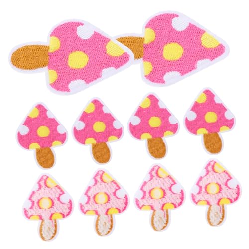 HAPINARY 10 Stück Pilz Stoffflicken Zum Aufbügeln Für Mädchen, DIY Flicken, Kleidungsapplikationen, Pilz Applikationen, Hutflicken, Stickflicken Für Kleidung, Dekorative Bügelflicken von HAPINARY