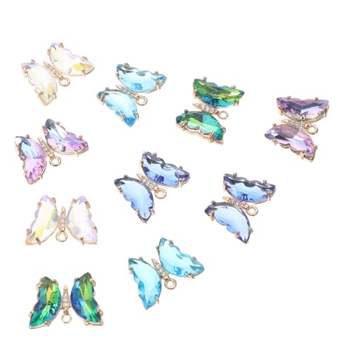 HAPINARY 10 Stück Teiliges Glas-schmetterlings-anhänger Schmuckherstellung Farbige DIY Charms für Halsketten Armbänder Ohrringe Langlebig Glatt Einfach Anzubringen Vielseitig Einsetzbar von HAPINARY