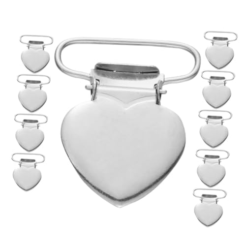 HAPINARY 10 Stück Teiliges Metall Hosenträgerclips Herzform Verstellbare Kleidungsklammern für Overalls Vielseitige Befestigung für Bastelbedarf Schalclips und Kleidungszubehör von HAPINARY