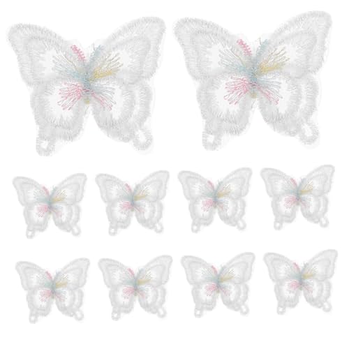 HAPINARY 10 Stück Teiliges Organza Schmetterling Applikationen Doppellagige Gestickte Patches Dekorative Nähapplikationen für Brautkleider Hüte Taschen Jeans Gardinen Vielseitig für DIY von HAPINARY