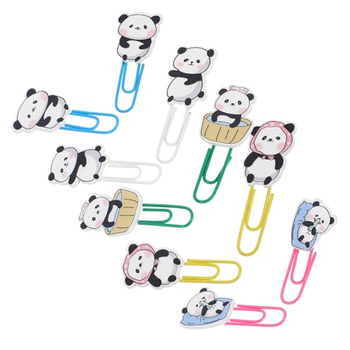 HAPINARY 10 Stück Teiliges Panda Büroklammer aus Holz und Kunststoff Multifunktionale Süße Paperclips als Lesezeichen und Dokumentenhalter Niedliche Büroklammern für Bürobedarf und von HAPINARY