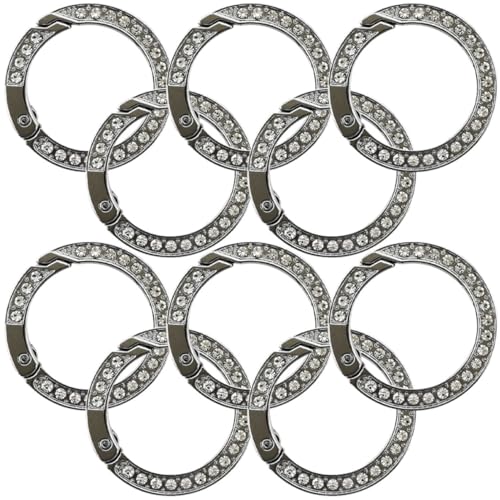 HAPINARY 10 Stück Teiliges Schlüsselringe aus Legierung mit Strass Runde Schlüsselanhänger Ringe Praktisch für DIY Schlüsselbund Autoschlüssel Taschenanhänger Langlebig und Vielseitig von HAPINARY