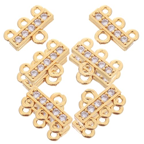 HAPINARY 10 Stück Teiliges Vergoldete Zirkonia Mehrfach-strang Armbandverschluss Mehrreihiger Schmuckverbinder Sicherer Multi-strang Kettenverschluss für DIY Layered Halsketten und von HAPINARY