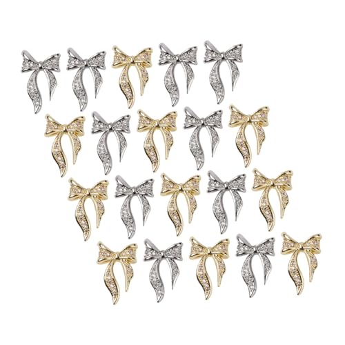HAPINARY 100 Stück Bowknot Nagelsticker Nail Art Dekorationen Gold und Silber für Damen und Mädchen Selbstklebend für DIY Maniküre und Vielseitige Nagelgestaltung von HAPINARY