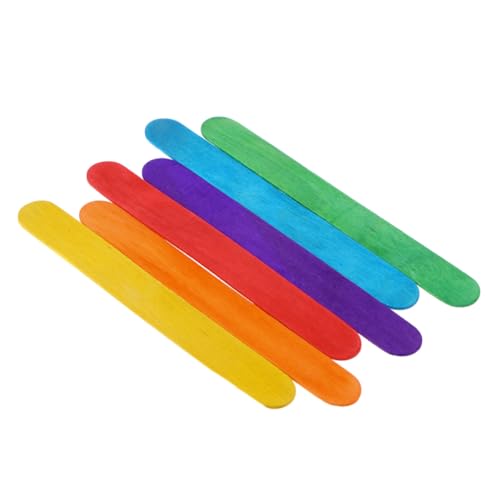 HAPINARY 100 Stück Bunte Holzstäbchen Eisstiele Groß für Basteln DIY Holzstiele Kinderhandwerk Schulprojekte Umweltfreundlich Geruchlos Zufällige Farbe Zufällige Farbe von HAPINARY