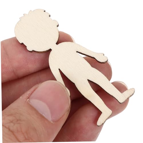 HAPINARY 100 Stück Holzfiguren Bastelset für Unbehandelte Holzschnittformen Jungen und Mädchen DIY Dekorationen für Kreative Projekte und Partys Natürliche und Sichere Bastelmaterialien von HAPINARY