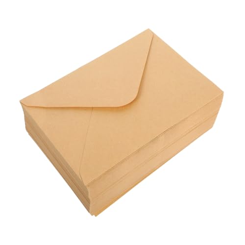 HAPINARY 100 Stück Kleine Retro Kraftpapier Umschläge Selbstklebend für Karten Fotos Einladungen Hochzeit Shower Dankeskarten Vielseitig Verwendbar von HAPINARY