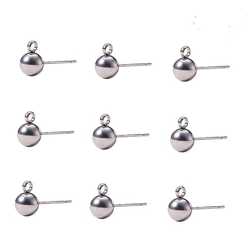 HAPINARY 100 Stück Teiliges DIY Ohrschmuck Edelstahl Ohrstecker mit Runden Kugeln Silberfarben Langlebig für Schmuckherstellung und Kreative Ohrringe Damen von HAPINARY