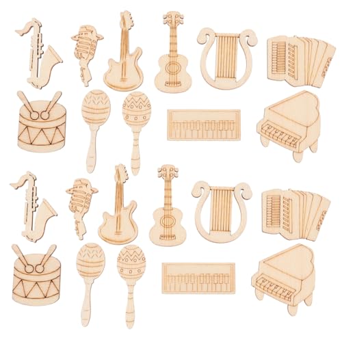 HAPINARY 100 Stück Teiliges Holzscheiben Musik Instrumente Naturbelassene Holzplättchen mit Glatten Kanten Leichte DIY Holzchips für Basteln Kindgerechte Dekoration Langlebige Holzstücke von HAPINARY