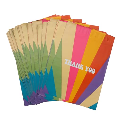 HAPINARY 100 Stück Versandbeutel Wasserfest mit Dankeschön Aufdruck Selbstklebend Reißfest Stabile Versandtaschen für Kleidung Geschenkverpackung Mailer Beutel von HAPINARY