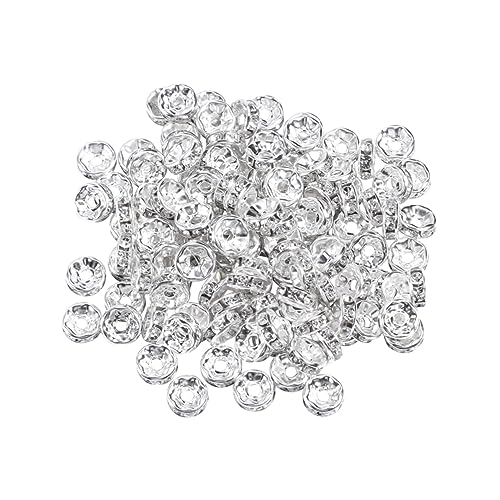 HAPINARY Bastelperlen 100 Stück Strass-abstandshalterperlen Versilbert 8 Mm Perlen Zur Schmuckherstellung Dekorationen von HAPINARY