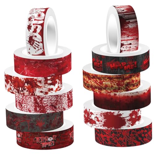 HAPINARY 12 Rollen Blutiges Handband, Halloween Bastelarbeiten, Halloween Klebeband Dekorationen, Horror Washi Tape, Gruseliges Washi Tape, Halloween Gruselbasteln, Blut Washi Tape, HAPINARY 12 Rollen Blutiges Handband, Halloween Bastelarbeiten, Halloween Klebeband Dekorationen, Horror Washi Tape, Gruseliges Washi Tape, Halloween Gruselbasteln, Blut Washi Tape, von HAPINARY