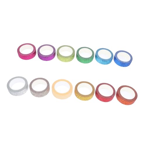 HAPINARY 12 Rollen Regenbogen Washi Tape Buntes Glitzerndes Klebeband für DIY Scrapbooking Planer Geschenkverpackung und Handwerksdekoration Leicht Klebend Handliches Design von HAPINARY