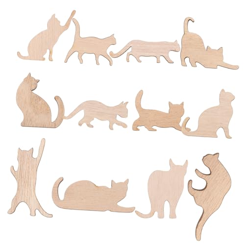 HAPINARY 12 Stück Katzenornamente, DIY Ausschnittdekor, Unbehandeltes Holzhandwerk, DIY Holzspäne, Katzenausschnitte Zum Basteln, Katzenhandwerk, Ornamentausschnitte, Malornament, HAPINARY 12 Stück Katzenornamente, DIY Ausschnittdekor, Unbehandeltes Holzhandwerk, DIY Holzspäne, Katzenausschnitte Zum Basteln, Katzenhandwerk, Ornamentausschnitte, Malornament, von HAPINARY