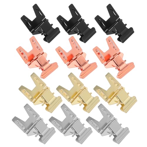 HAPINARY 12 Stück Metall Preisschildhalter Verstellbar Drehbar Edelstahl Etikettenclips für Ladenregal Verkaufsdisplay Bäckerei Preisetiketten Halterung in Gold Schwarz Silber Roségold von HAPINARY